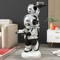 Modern Astronaut Resin Side Table With Dual Trays - Gold