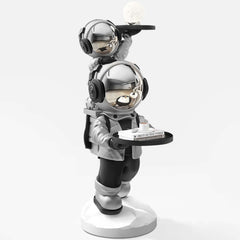 Modern Astronaut Resin Side Table With Dual Trays - Gold