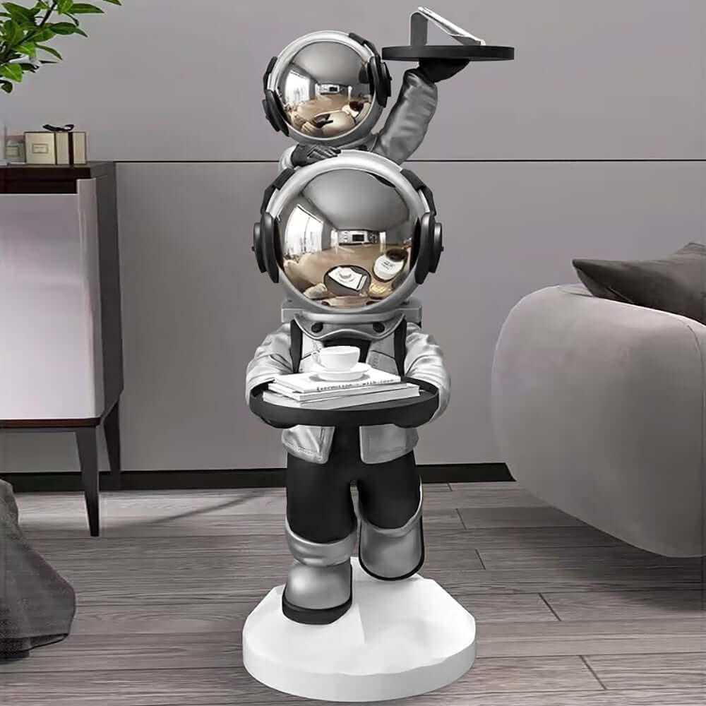 Modern Astronaut Resin Side Table With Dual Trays - Gold