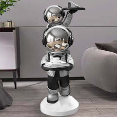 Modern Astronaut Resin Side Table With Dual Trays - Gold
