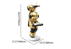 Modern Astronaut Resin Side Table With Dual Trays - Gold Dimensions