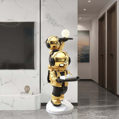 Modern Astronaut Resin Side Table With Dual Trays - Gold Main Product Image