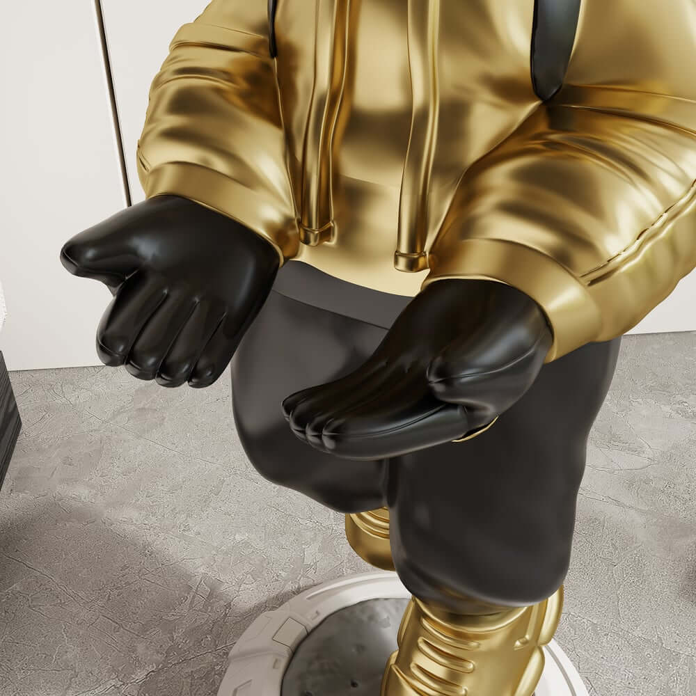 Modern Astronaut Sculpture with Moon Globe Light, PVC Resin Figure