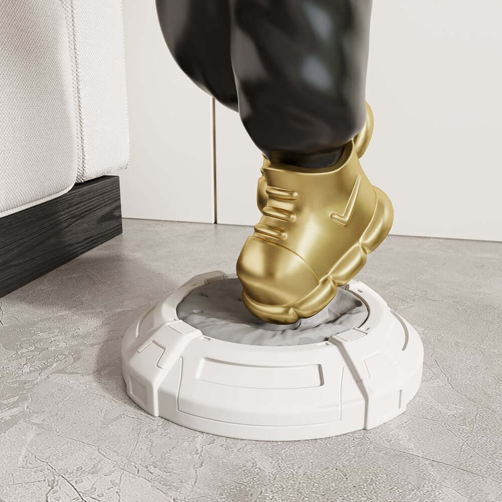 Modern Astronaut Sculpture with Moon Globe Light, PVC Resin Figure