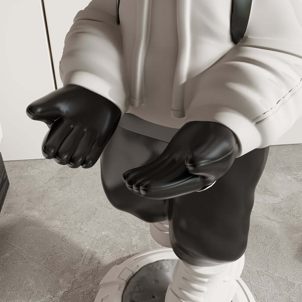 Modern Astronaut Sculpture with Moon Globe Light, PVC Resin Figure