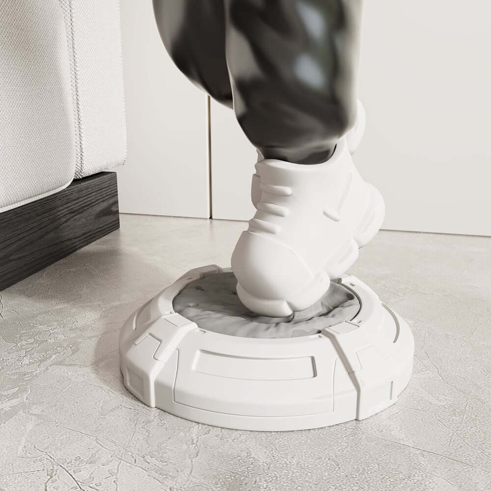 Modern Astronaut Sculpture with Moon Globe Light, PVC Resin Figure