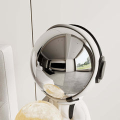 Modern Astronaut Sculpture with Moon Globe Light, PVC Resin Figure