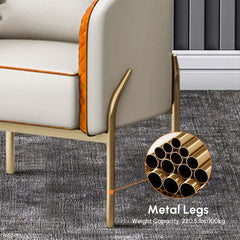 Modern Barrel Chair With Gold Metal Legs, Faux Leather