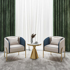Modern Barrel Chair With Gold Metal Legs, Faux Leather