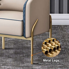 Modern Barrel Chair With Gold Metal Legs, Faux Leather