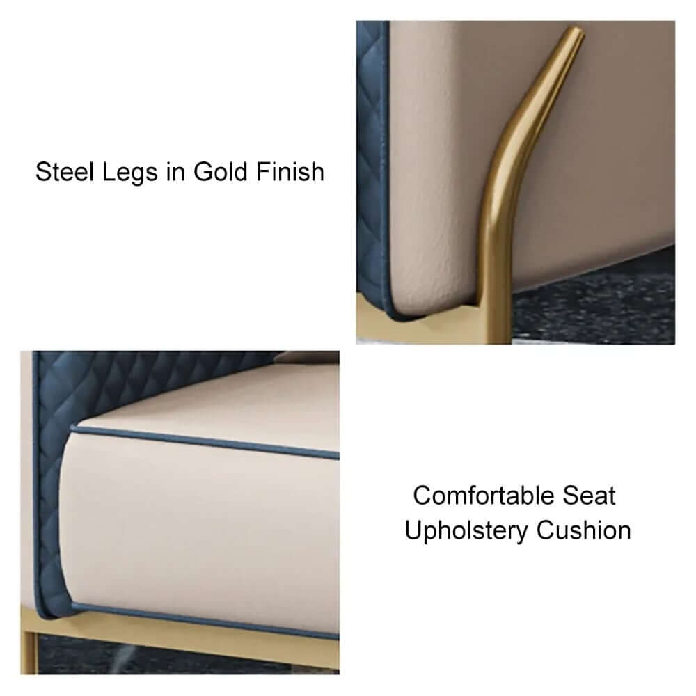 Modern Barrel Chair With Gold Metal Legs, Faux Leather