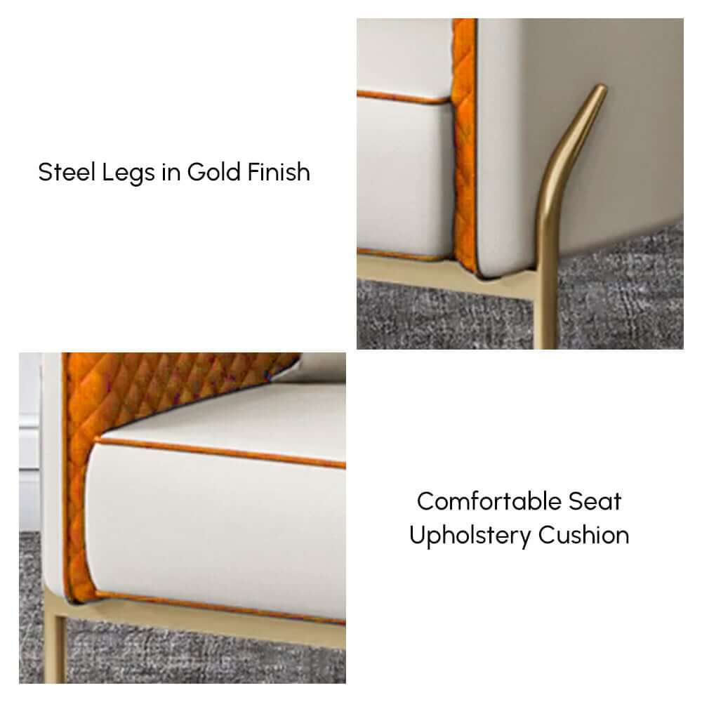 Modern Barrel Chair With Gold Metal Legs, Faux Leather