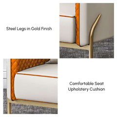 Modern Barrel Chair With Gold Metal Legs, Faux Leather