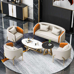 Modern Barrel Chair With Gold Metal Legs, Faux Leather