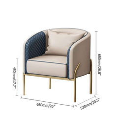 Modern Barrel Chair With Gold Metal Legs, Faux Leather Dimensions