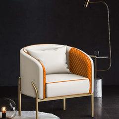Modern Barrel Chair With Gold Metal Legs, Faux Leather Main Product Image