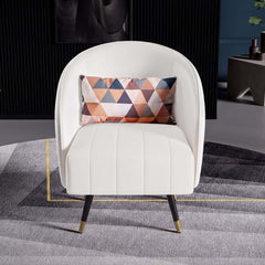 Modern Barrel Chair With Slope Arms And Faux Leather