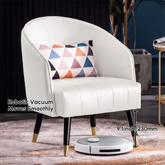Modern Barrel Chair With Slope Arms And Faux Leather