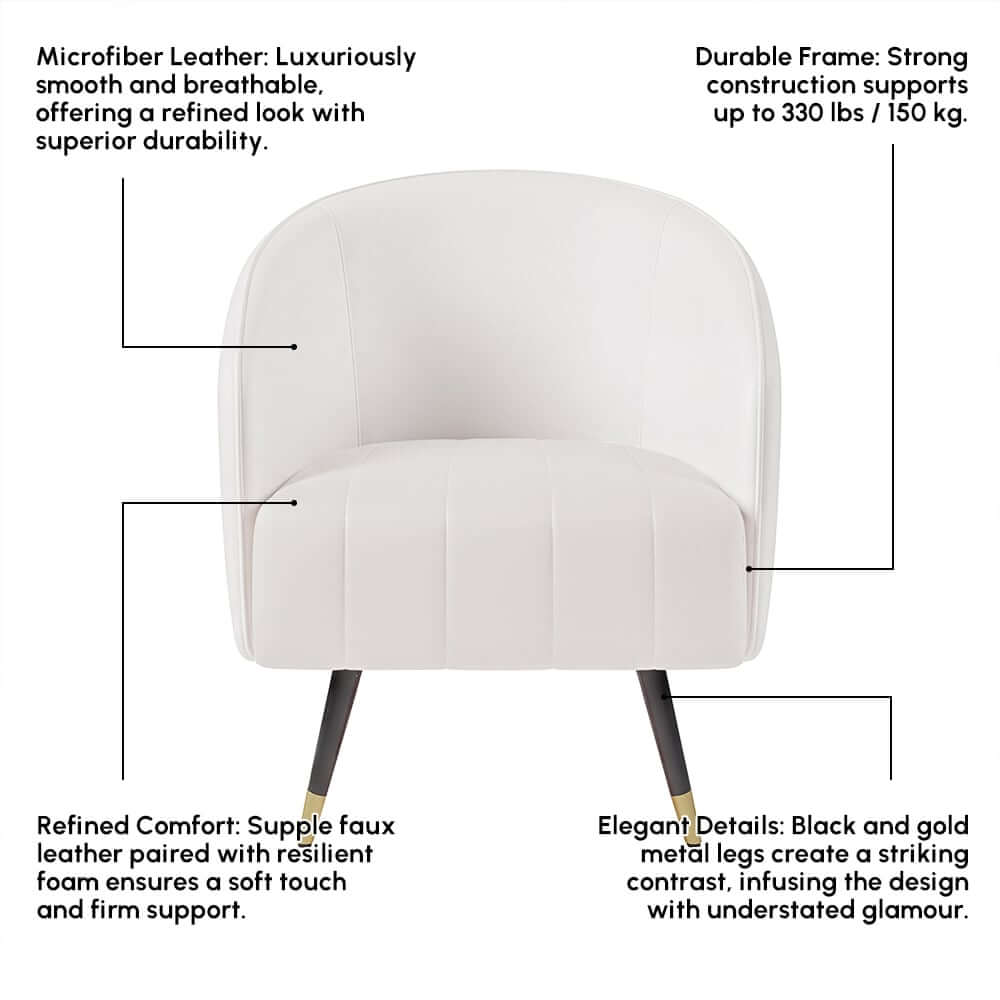 Modern Barrel Chair With Slope Arms And Faux Leather