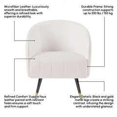 Modern Barrel Chair With Slope Arms And Faux Leather