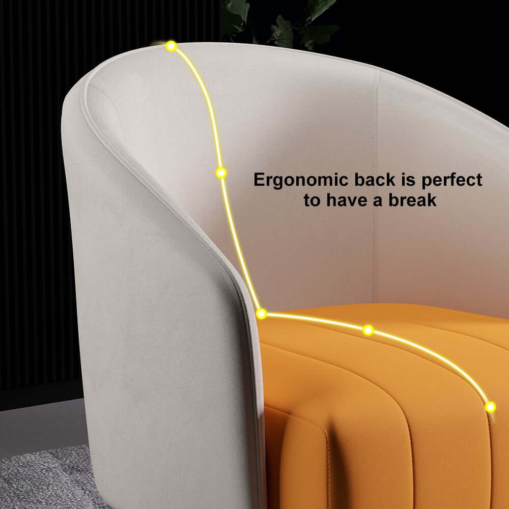 Modern Barrel Chair With Slope Arms And Faux Leather
