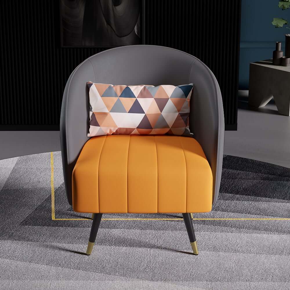Modern Barrel Chair With Slope Arms And Faux Leather