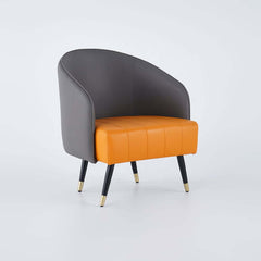 Modern Barrel Chair With Slope Arms And Faux Leather