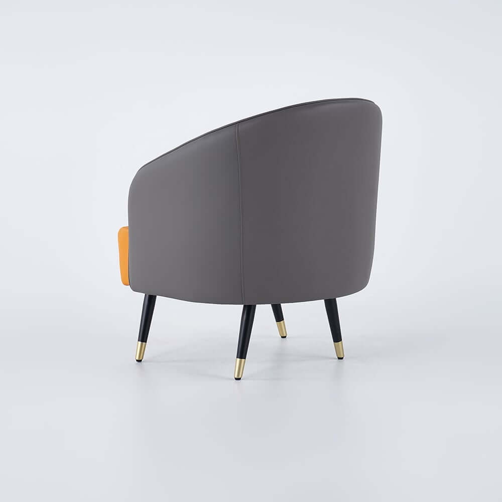 Modern Barrel Chair With Slope Arms And Faux Leather