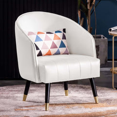 Modern Barrel Chair With Slope Arms And Faux Leather