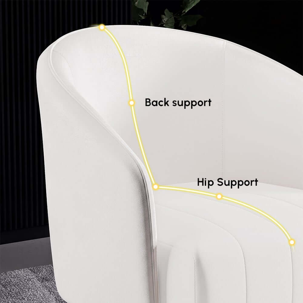 Modern Barrel Chair With Slope Arms And Faux Leather