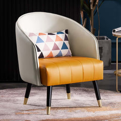 Modern Barrel Chair With Slope Arms And Faux Leather