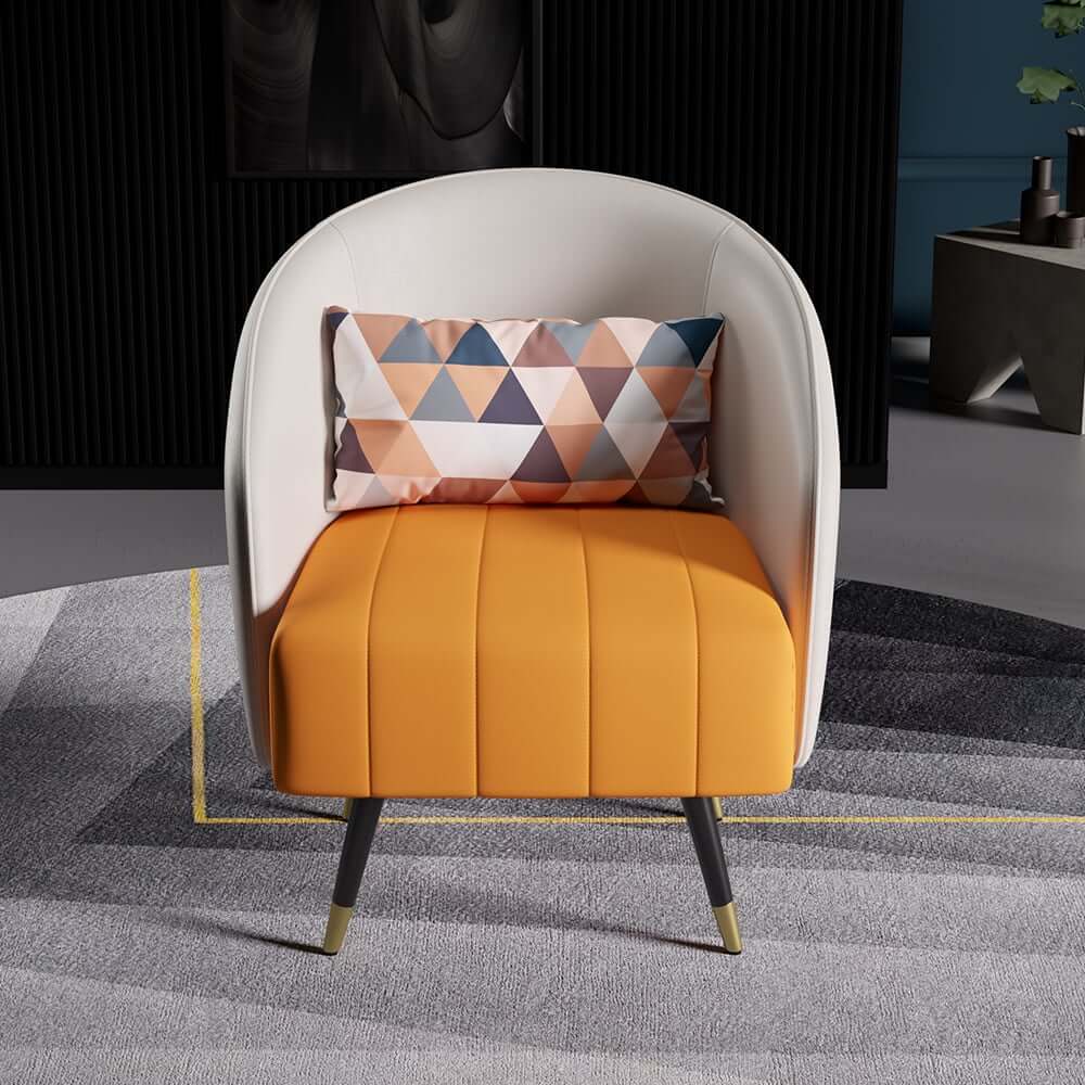 Modern Barrel Chair With Slope Arms And Faux Leather