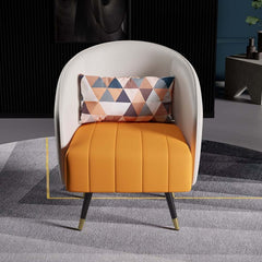 Modern Barrel Chair With Slope Arms And Faux Leather