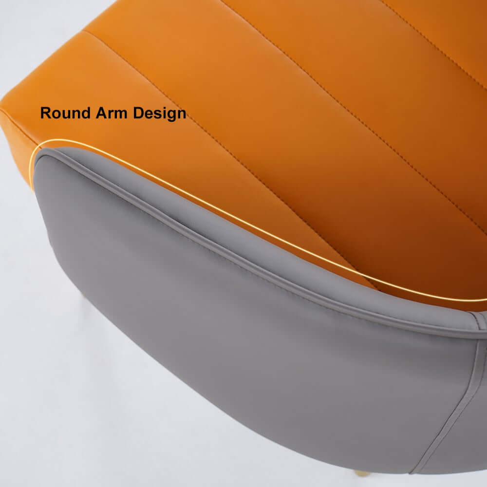 Modern Barrel Chair With Slope Arms And Faux Leather
