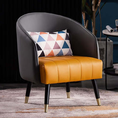 Modern Barrel Chair With Slope Arms And Faux Leather Main Product Image