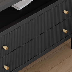 Modern Bedroom Set with Built-In Charging Station and Fluted Design