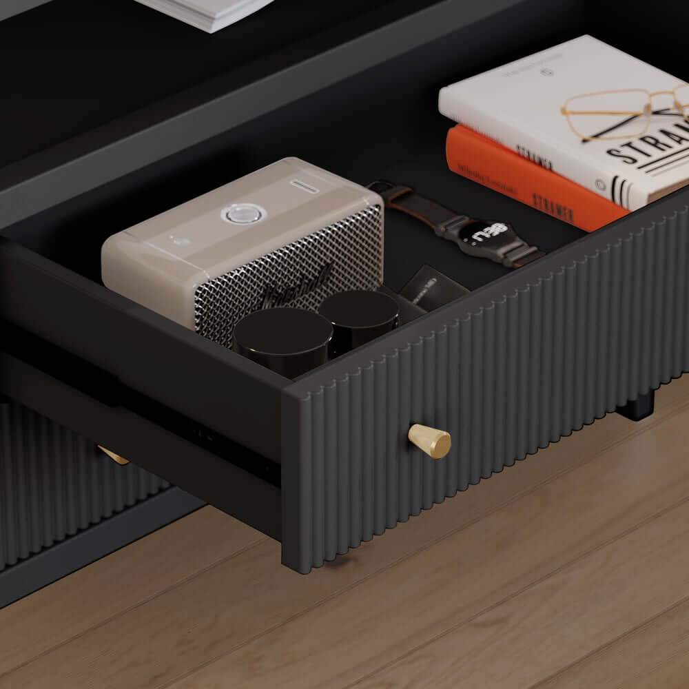 Modern Bedroom Set with Built-In Charging Station and Fluted Design