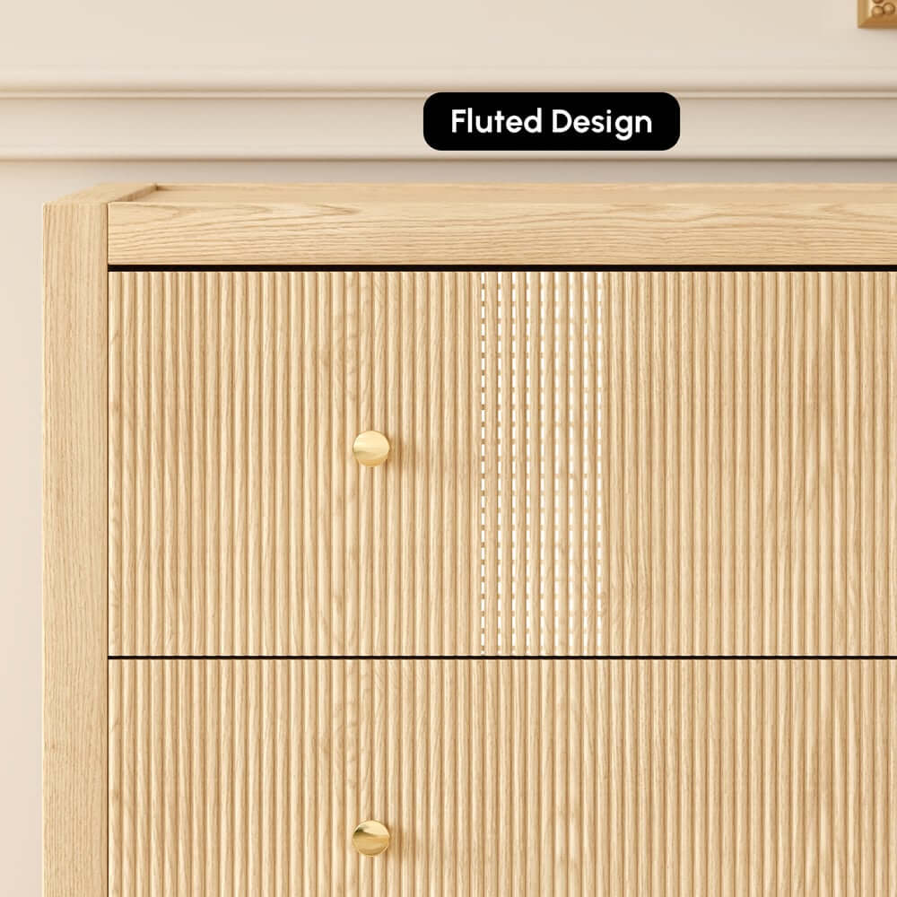 Modern Bedroom Set with Built-In Charging Station and Fluted Design