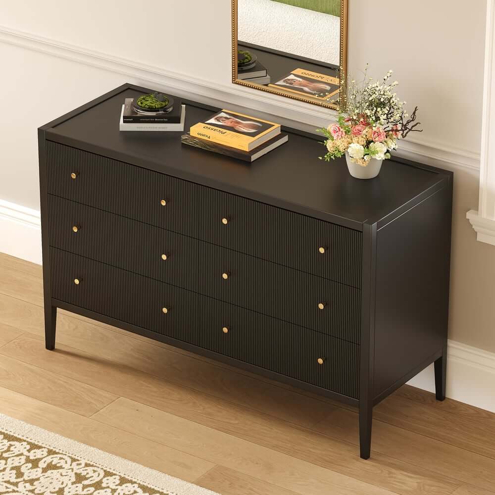 Modern Bedroom Set with Built-In Charging Station and Fluted Design