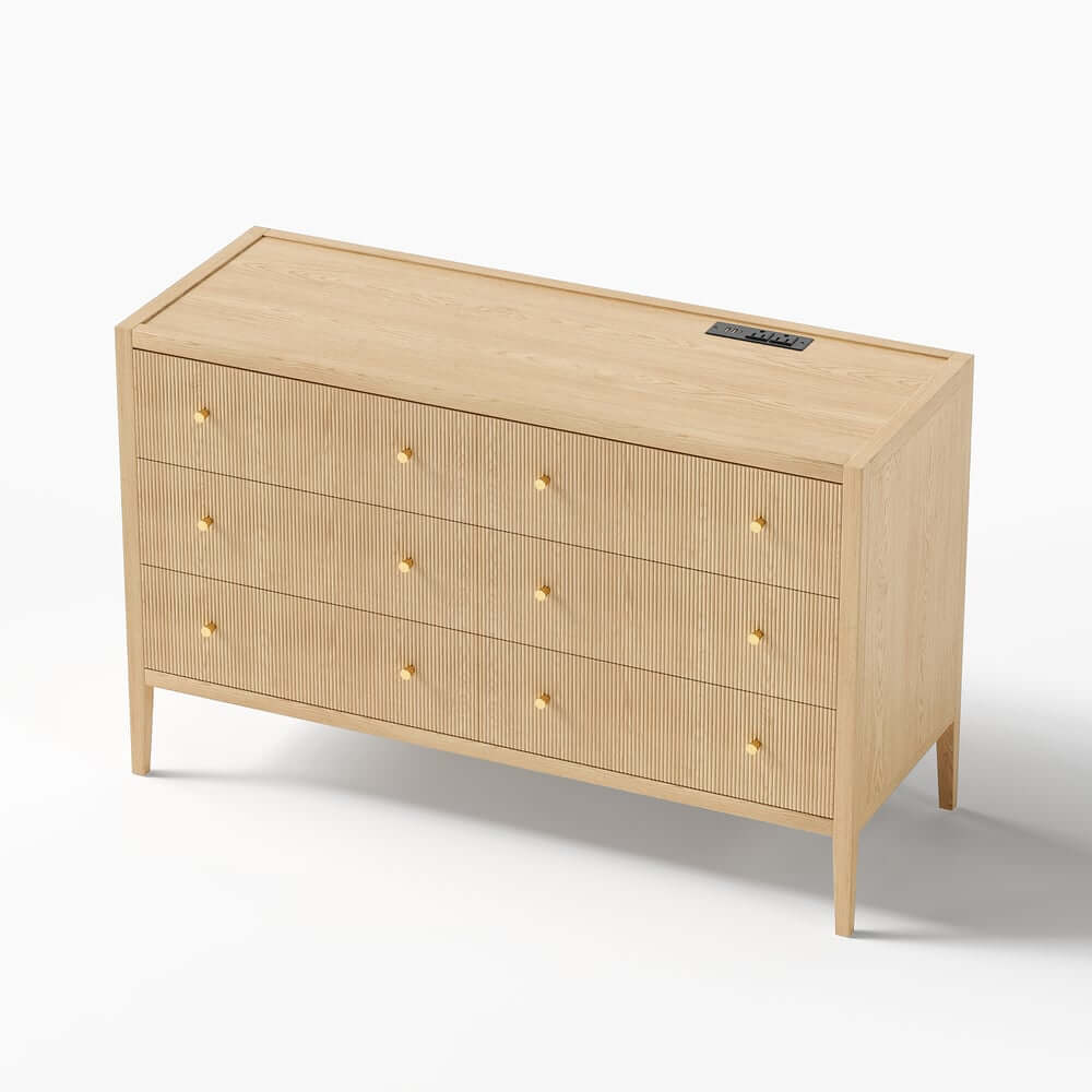 Modern Bedroom Set with Built-In Charging Station and Fluted Design