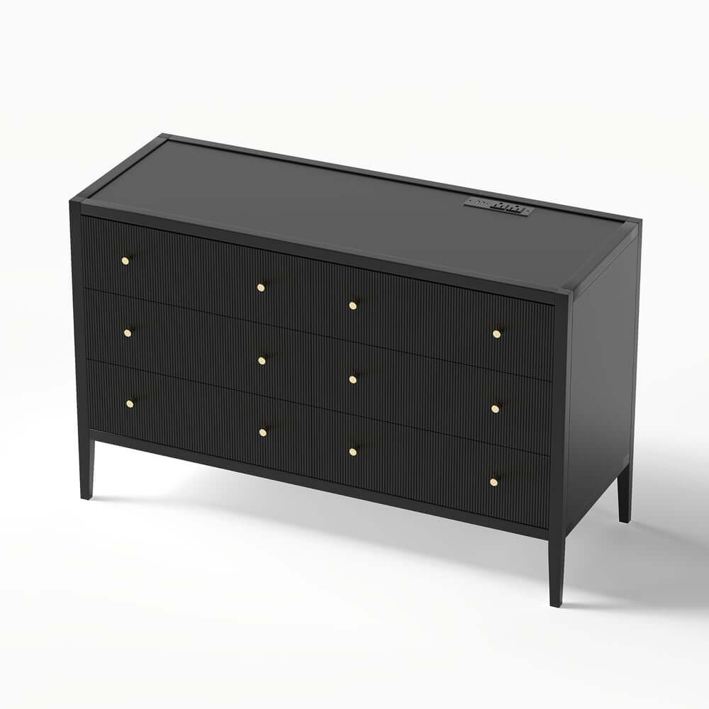 Modern Bedroom Set with Built-In Charging Station and Fluted Design