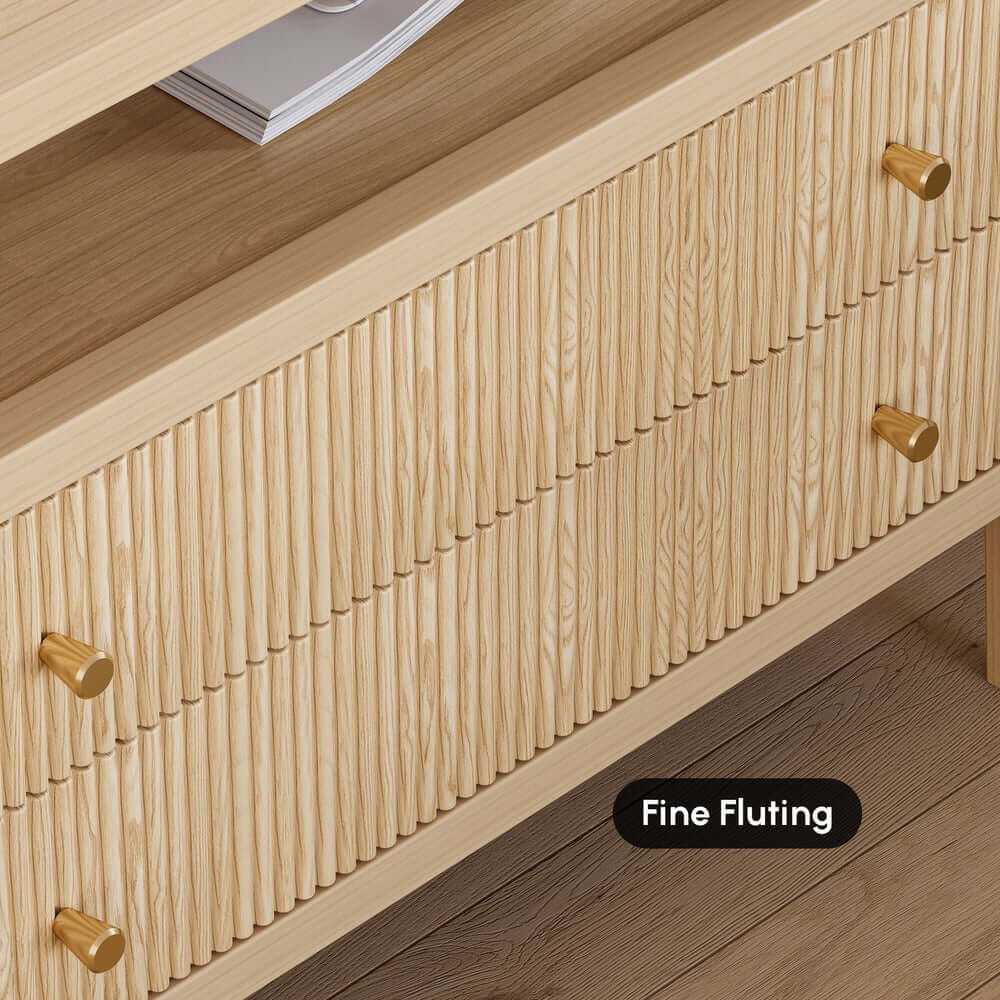 Modern Bedroom Set with Built-In Charging Station and Fluted Design