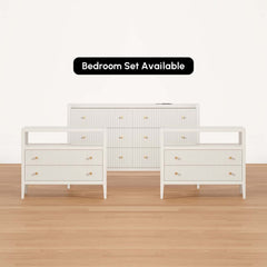 Modern Bedroom Set with Built-In Charging Station and Fluted Design