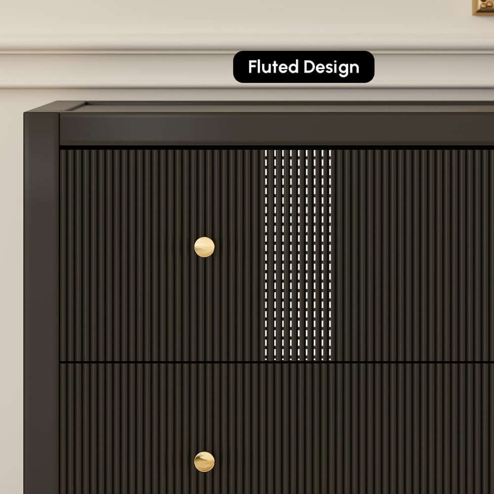 Modern Bedroom Set with Built-In Charging Station and Fluted Design