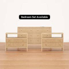 Modern Bedroom Set with Built-In Charging Station and Fluted Design