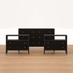 Modern Bedroom Set with Built-In Charging Station and Fluted Design