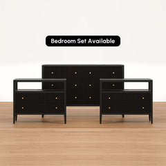 Modern Bedroom Set with Built-In Charging Station and Fluted Design