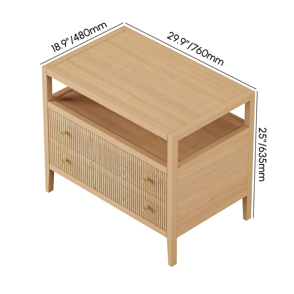 Modern Bedroom Set with Built-In Charging Station and Fluted Design Dimensions