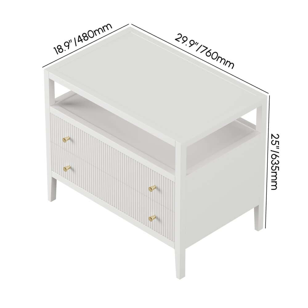 Modern Bedroom Set with Built-In Charging Station and Fluted Design Dimensions