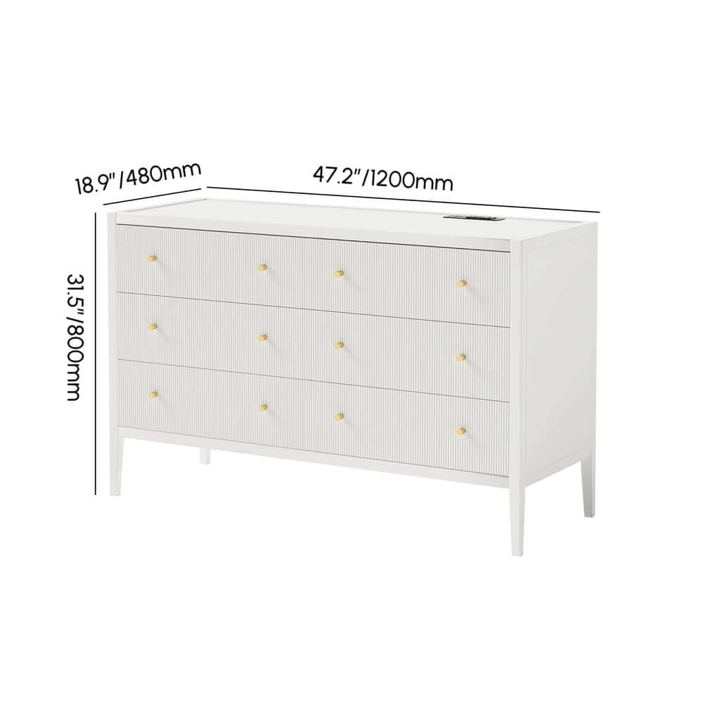 Modern Bedroom Set with Built-In Charging Station and Fluted Design Dimensions